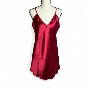 Women's Red Open Back Slip Dress Size L Nightgown